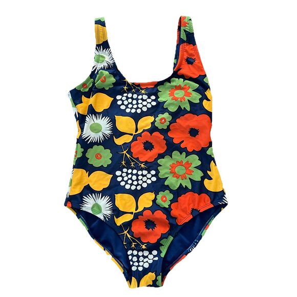 Marimekko Swimsuit Size Small Blue Floral One Piece - Picture 1 of 6
